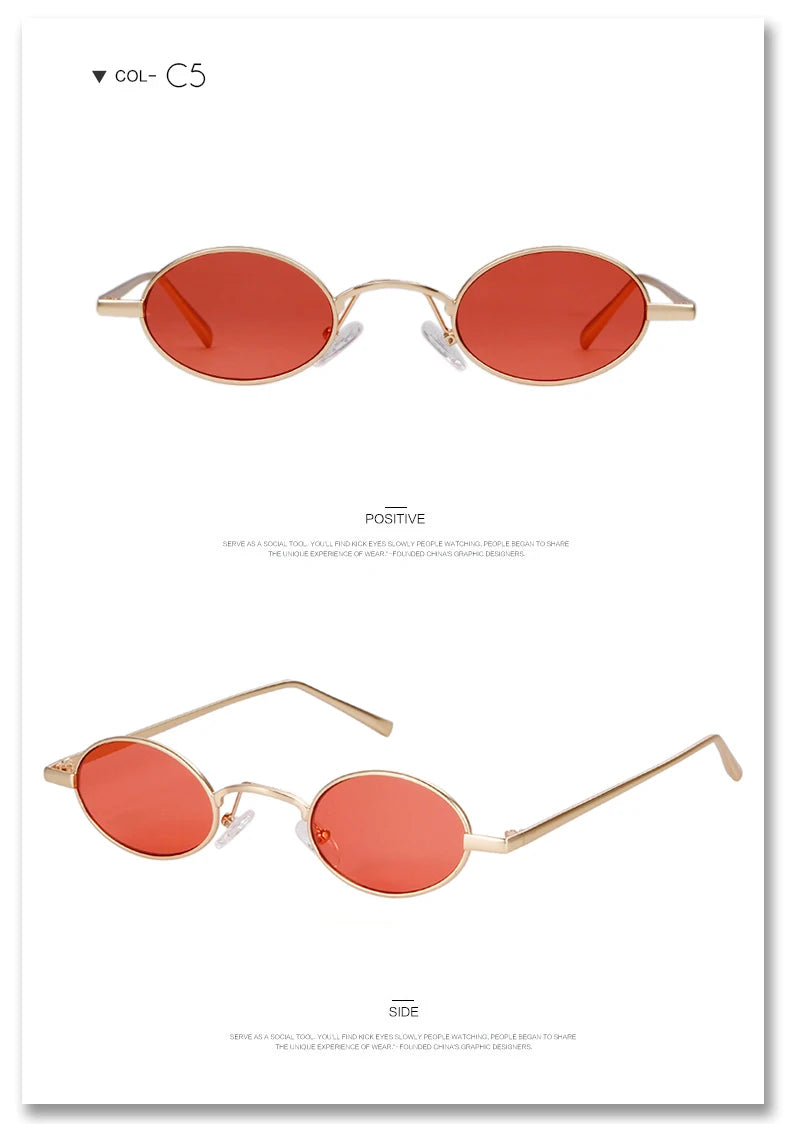 SORVINO Skinny Steampunk Oval Sunglasses 2020 Women Vintage Small Steam Punk Goggles Designer Gold Tiny Sun Glasses Shades SN229