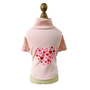 Heart Pattern Turtleneck Sweatshirt for Small Dogs and Cat,Hoodies Shirt,Pet Clothes,Spring Valentine's Day,Sweet,Chihuahua York