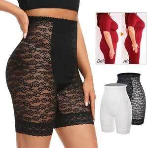 Miss Moly high waisted shapewear body shaper shorts with lace, firm control for women, designed for slimming and shaping.