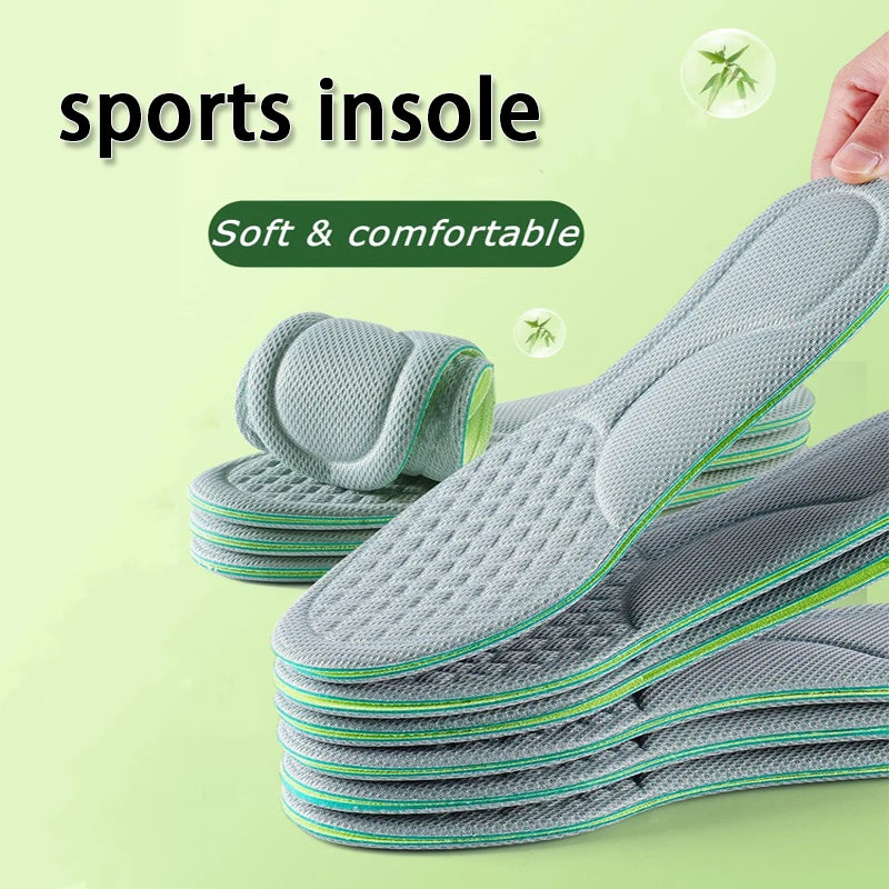 Sports Deodorant Insoles for Shoes Soft Comfortable Running Breathable Shock Absorption Insole for Feet Men Women Shoe Sole Pads