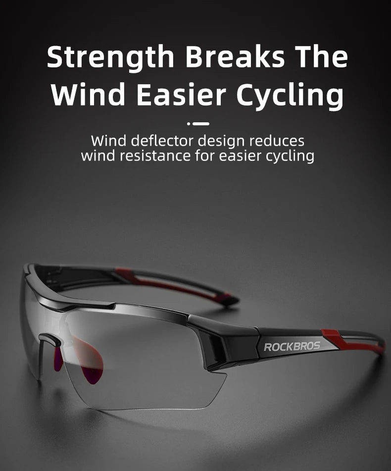 Hot Trend Vault RockBros cycling photochromic glasses with UV400 protection for men, outdoors, showing the stylish frame and lenses.