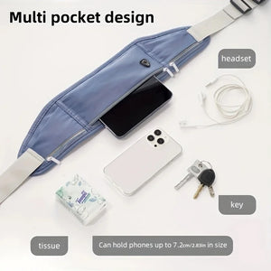 Waterproof waist bag for runners and cyclists by Hot Trend Vault, with phone pocket and adjustable straps for outdoor activities.