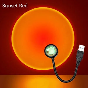 Hot Trend Vault USB sunset lamp with rainbow neon design, versatile RGB mood lighting for photography and bedroom decor.