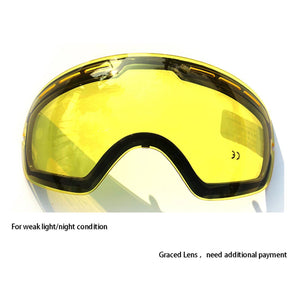 GOG 201 Lens Yellow Graced Magnetic Lens For Ski Goggles Spherical Ski Glasses Night Skiing Lens