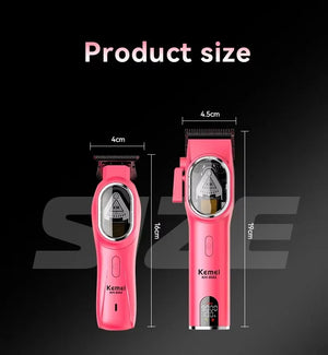 Kemei KM-8502 cordless hair clipper kit with adjustable blades and attachments for home grooming, featuring ergonomic design.