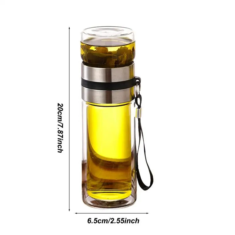 Tea Water Bottle High Borosilicate Glass Double Layer Tea Water Cup Infuser Tumbler Drinkware Water Bottle With Tea Filter