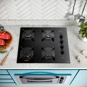 Black Atlas 4 Cooktop with Glass Table U Top Bivolt