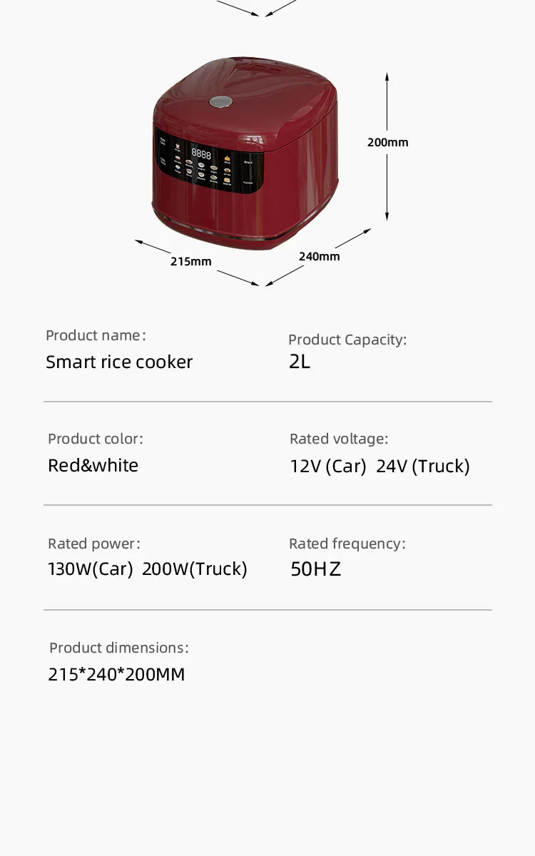 Smart Rice Cooker Compact 2-Liter Capacity Ideal for 1-2People 400W Mini Rice Cooker With Timer Function Perfect for Home or Car