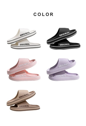 Hot Trend Vault women letter slippers with thick soles, anti-slip beach slides, indoor casual sandals in colorful design.