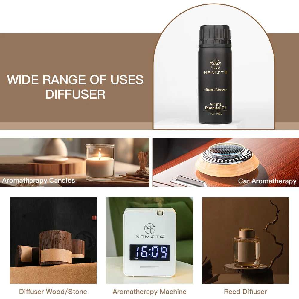 Namstecar perfume fragrance oil by Hot Trend Vault in 100ml bottle with four 5ml scent samples for home diffuser use.