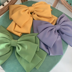 Large satin bow hairpin for women, retro style hair clip by Hot Trend Vault, featuring a elegant satin bow design.