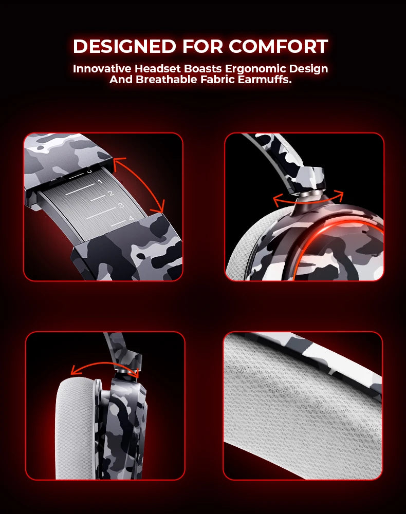 Picun G2 Wireless Gaming Headset Bluetooth 2.4G Headphones 7.1 Surround 5ms Low Latency ENC Mic for PC PS4 PS5 Phone Switch