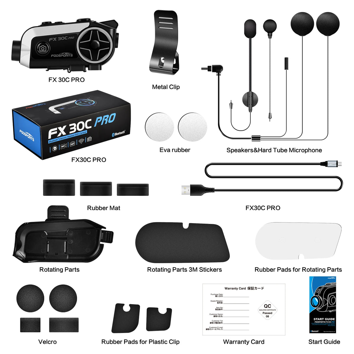 Fodsports FX30C PRO Motorcycle Headset Bluetooth Helmet Intercom