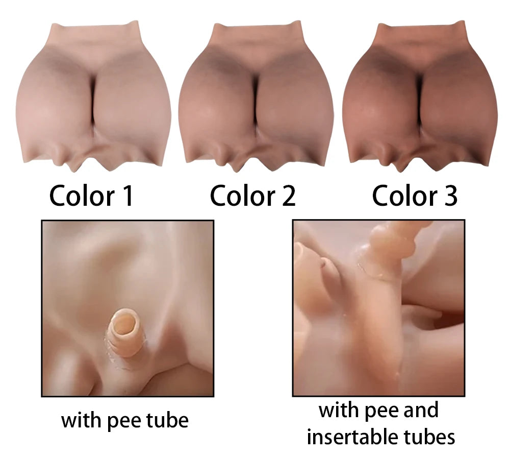Silicone hip enhancer panties for drag queens and crossdressers, showing the lift and shaping effect on the buttocks.