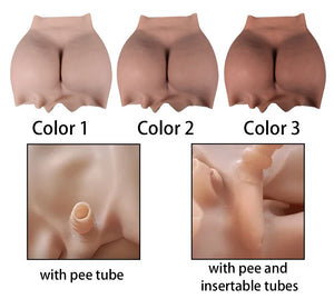 Silicone hip enhancer panties for drag queens and crossdressers, showing the lift and shaping effect on the buttocks.