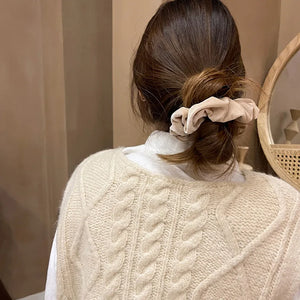Velvet hair scrunchie for women by Hot Trend Vault, large elastic hair tie with soft cashmere fabric, stylish hair accessory.