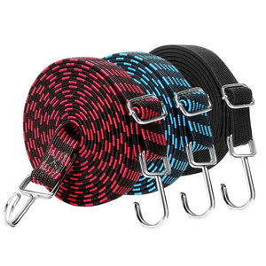 Heavy duty motorcycle bungee cord with hooks for luggage security, designed for riders by Hot Trend Vault.