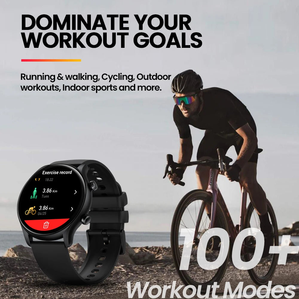 Hot Trend Vault Zeblaze Btalk 3 Plus smart watch with voice calling, black band, digital display, and health monitoring features.