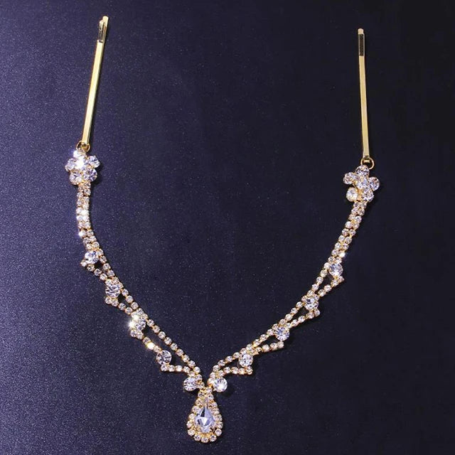 Stone Fans Bling forehead chain for women, crystal bridal headwear with luxurious design from Hot Trend Vault.