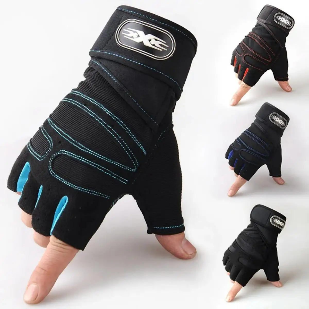 Guantes de levantamiento de pesas a prueba de golpes para hombres y mujeres con soporte para muñecas