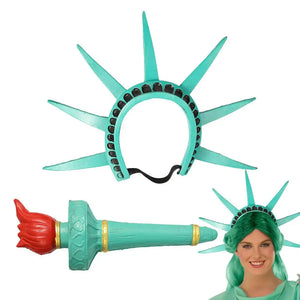 Liilaimic Statue of Liberty headband cosplay crown for women, featuring gold-tone design with Liberty torch motif for festivals and masquerades.