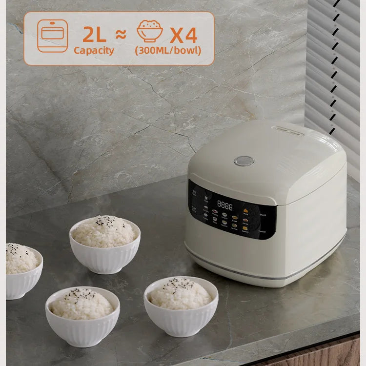 Smart Rice Cooker Compact 2-Liter Capacity Ideal for 1-2People 400W Mini Rice Cooker With Timer Function Perfect for Home or Car