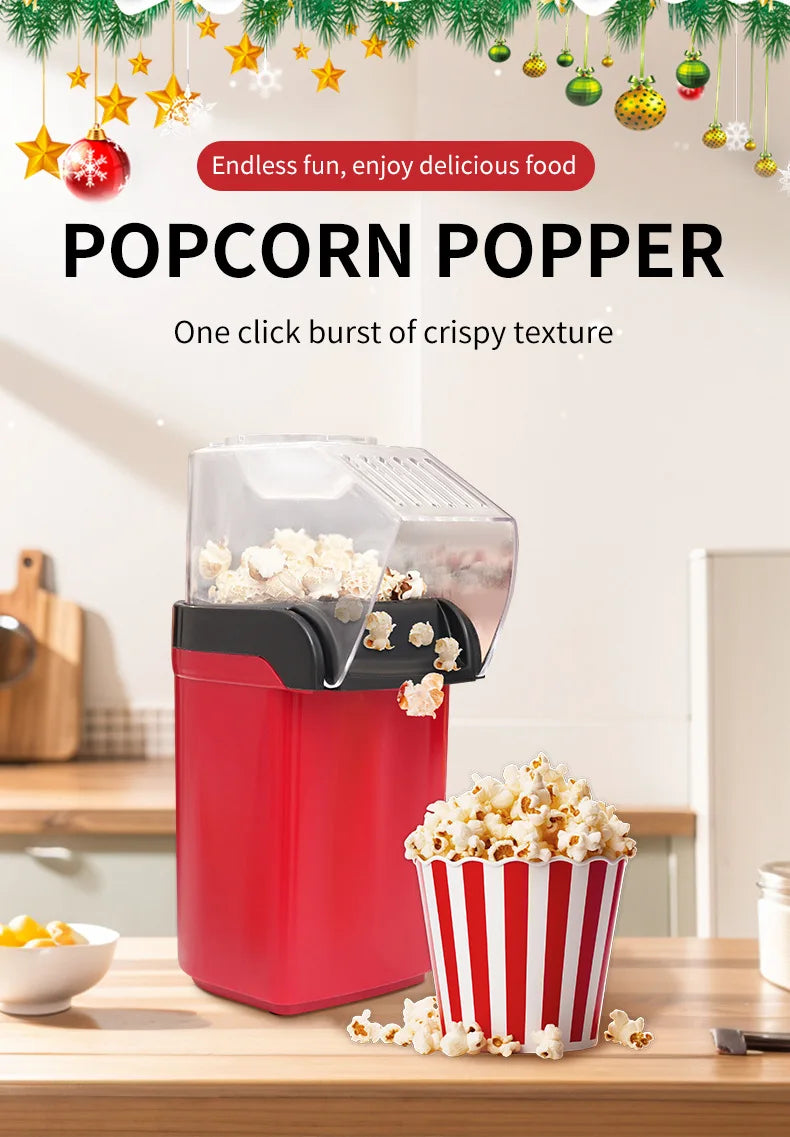Hot Trend Vault hot air popcorn maker showing a compact, fully automatic home popcorn popper in white with a clear lid.