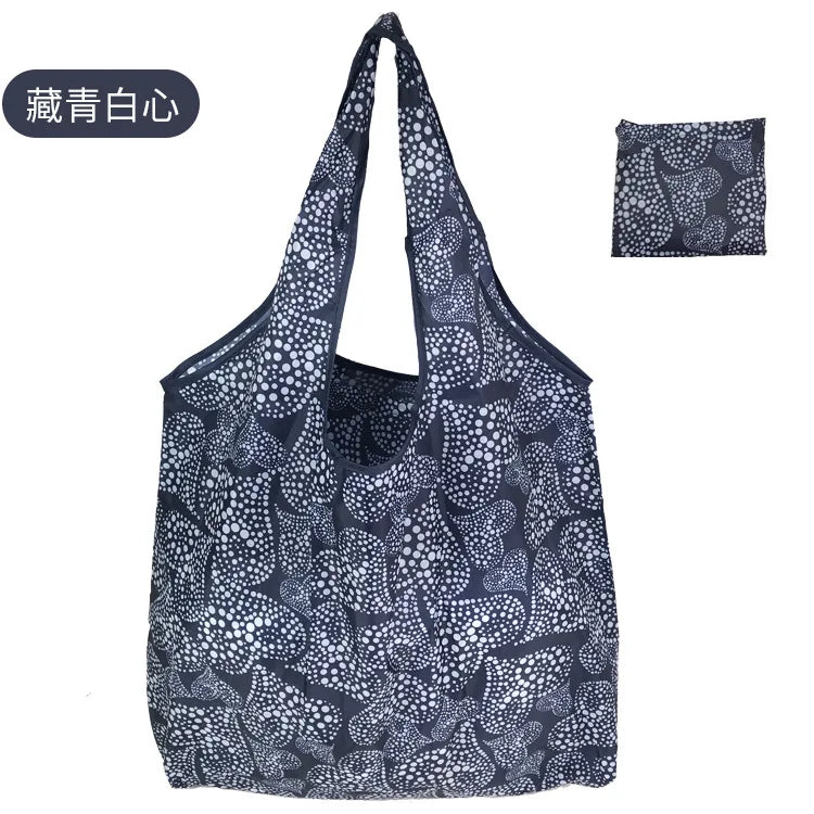 Large reusable shopping tote by Hot Trend Vault, foldable, washable cloth eco-friendly bag with sturdy handles for women.