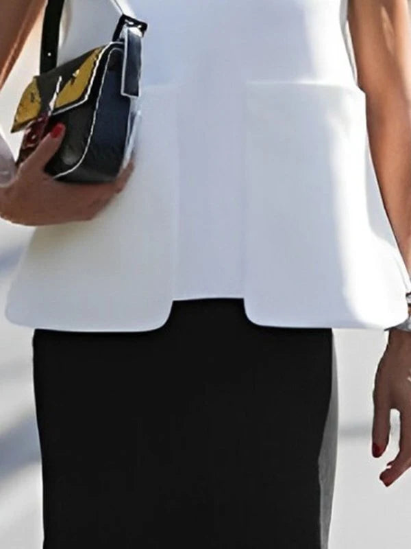 White Sleeveless Tops for Women Pockets Vest Tops 2025 New Fashion Round-Neck A-Line Loose Casual Summer T-shirts