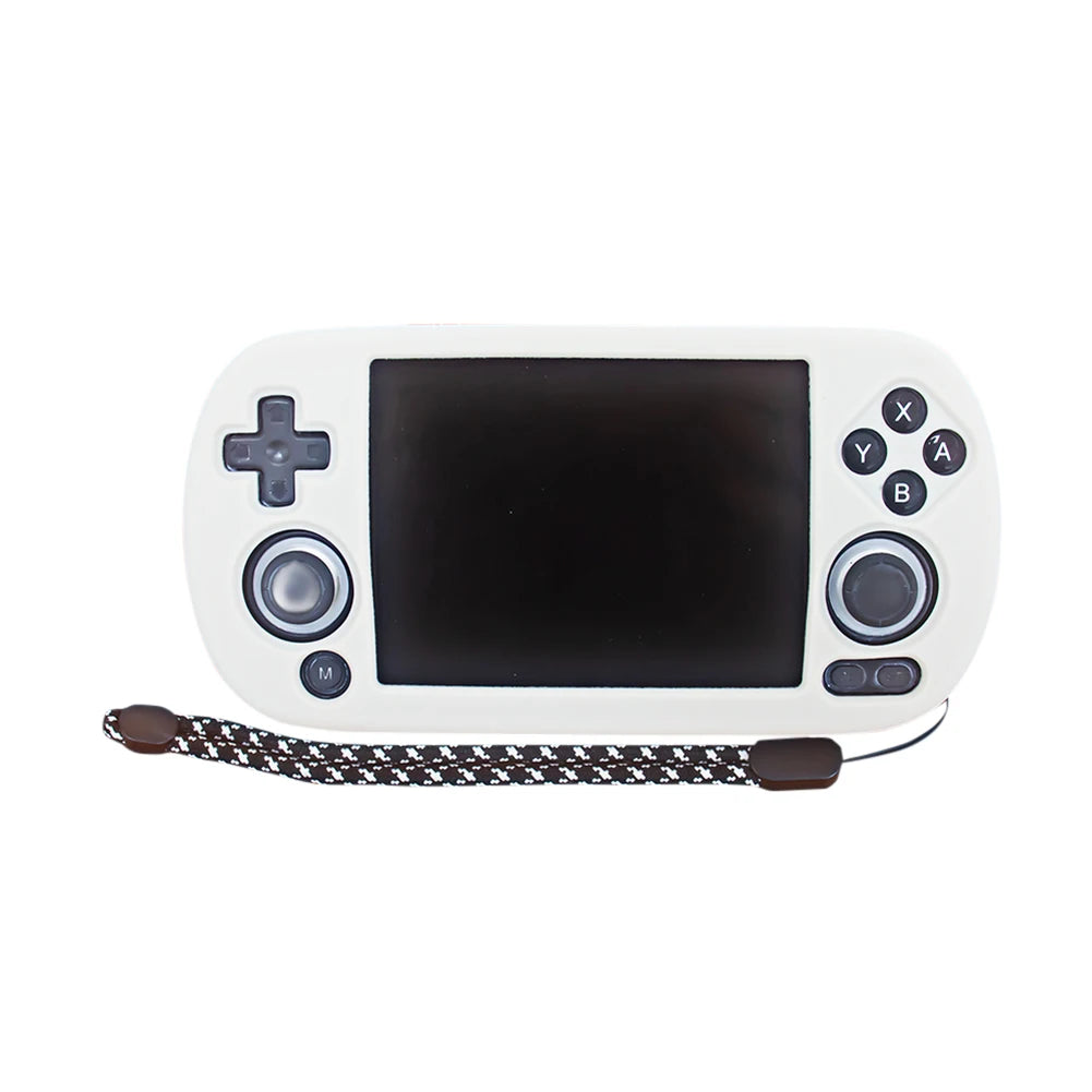 Shunmaii ANBERNIC RG40XX H silicone case with HD tempered glass screen protector and lanyard, designed for gamers, anti-slip.