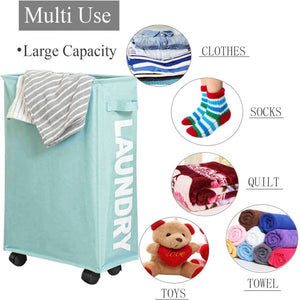 Laundry Basket with Wheels Large Capacity Yoga Mat Storage Basket Multifunctional Foldable Waterproof Dirty Clothes Storage Bag