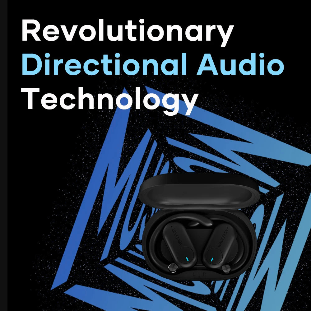 Wavefun Sense Open Ear Headphones Bluetooth Earphone with Adjustable Ear Hook Super Bass Earbuds BT5.3 Headsets with Microphone