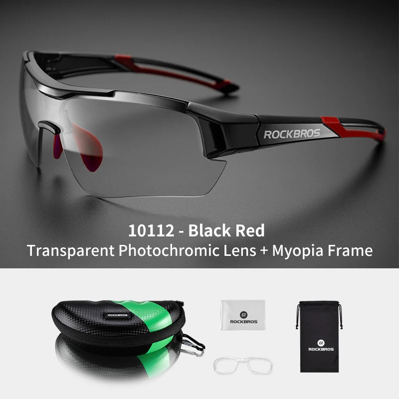Hot Trend Vault RockBros cycling photochromic glasses with UV400 protection for men, shown outdoors with tinted lenses