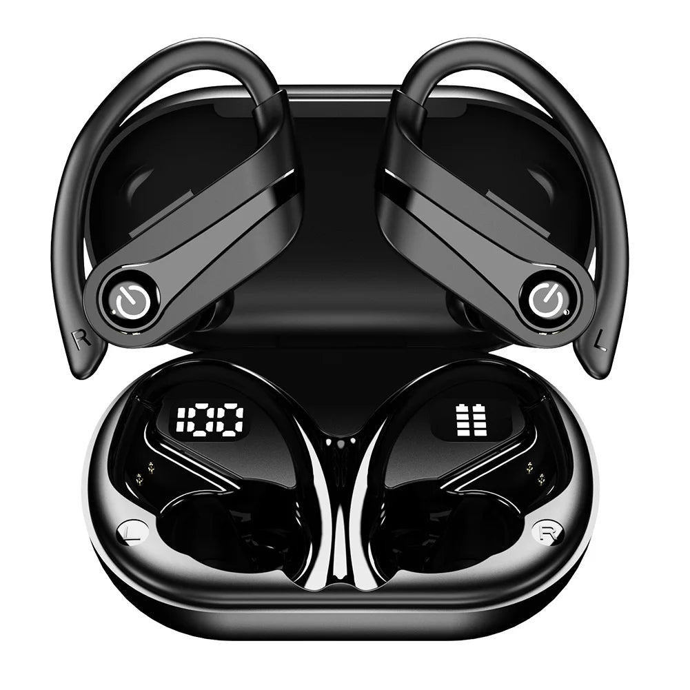 Bluetooth 5.3 Wireless Earbuds Sports Headphones with Earhooks Built-in Mic Earphones Waterproof Headphones Ear Buds for Sports