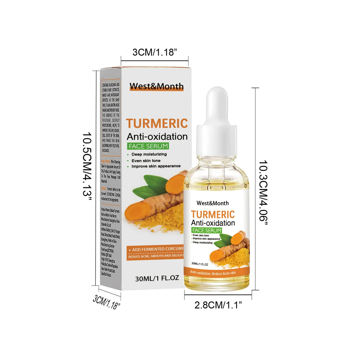 West&amp;Month Turmeric Face Serum brightens skin, reduces freckles and pigmentation, suitable for all skin types.
