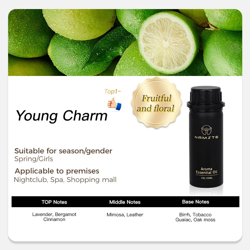 Namstecar perfume fragrance oil 100ml for home diffuser with four 5ml scent samples, by Hot Trend Vault.