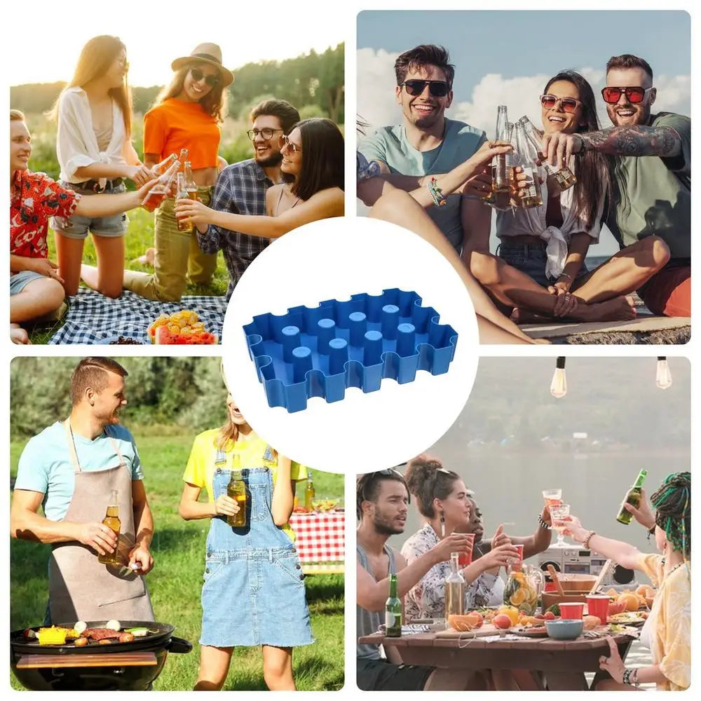 Hot Trend Vault portable beer cooler with ice block crate for outdoor parties, designed to keep bottles cold and refreshing.