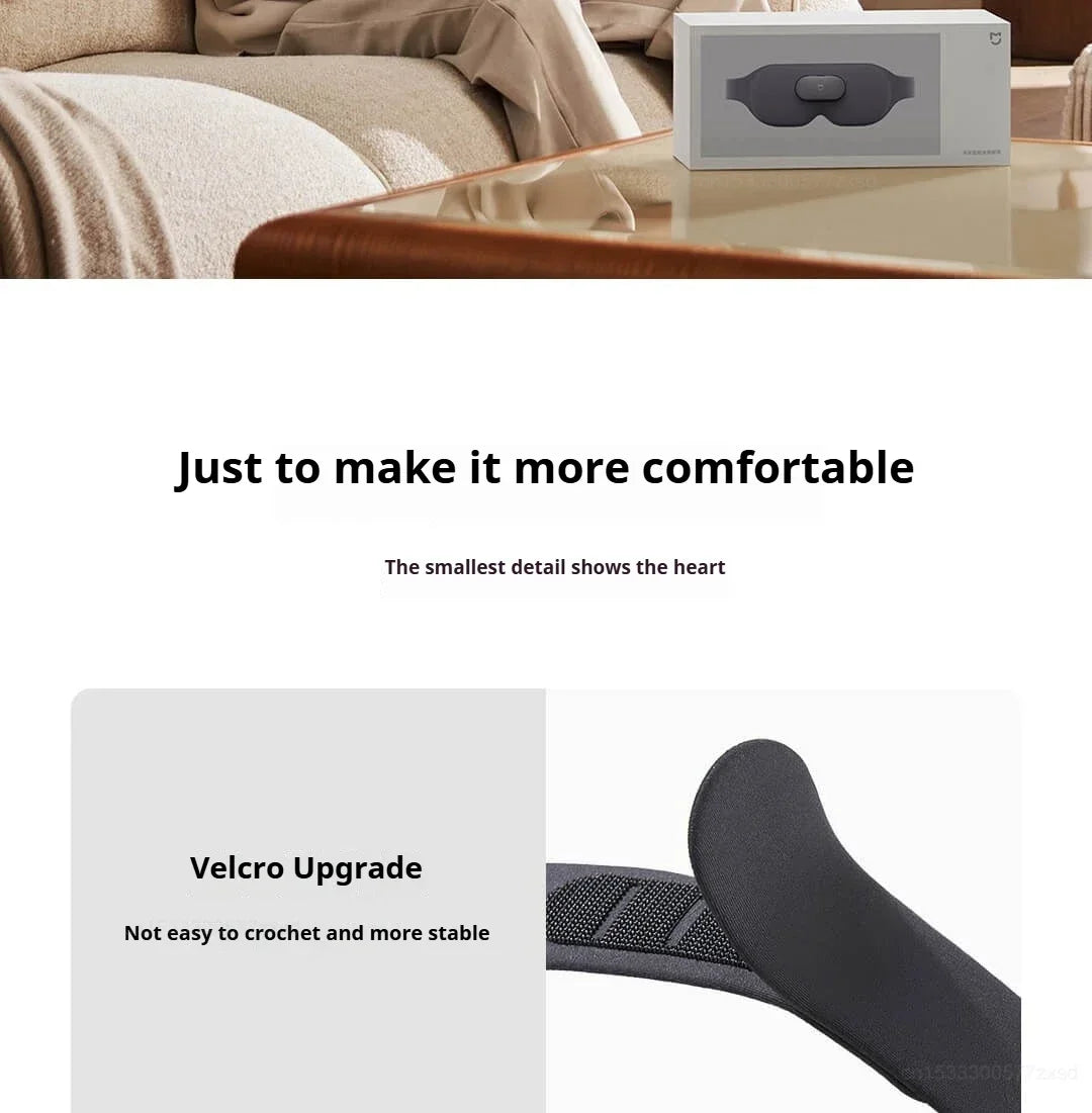 MIJIA Smart Massage Eye Mask by Hot Trend Vault in black, featuring vibration for relaxation and home blackout comfort.