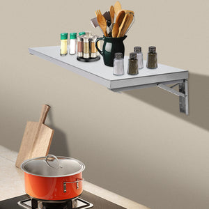 304 Stainless Steel Wall-Mounted Folding Table, Concession Shelf - Max Load 110lbs, Modern Rectangle Foldable Shelf for Kitchen