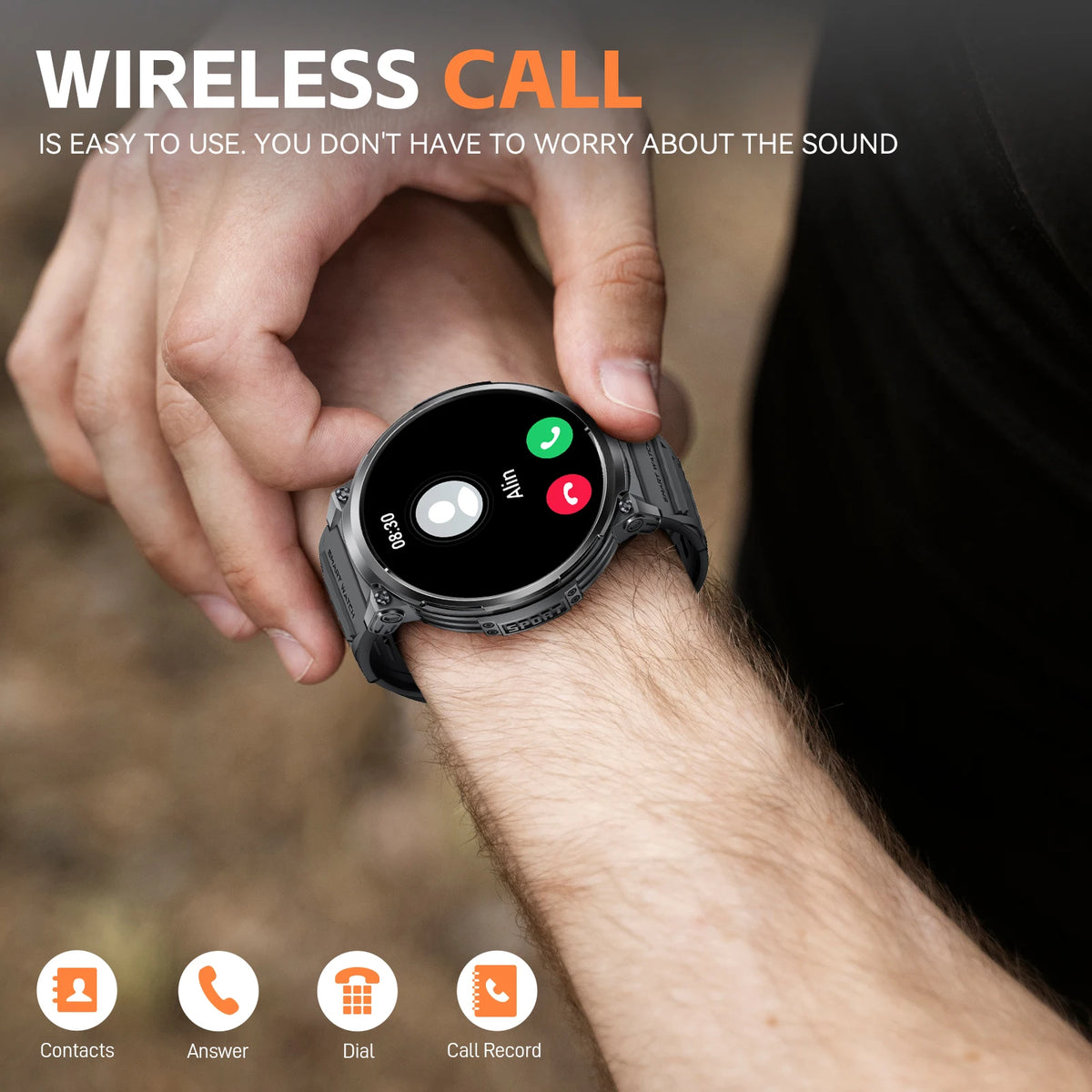 LaNikar Smart Watches for Men with 730mAh Large Battery 1.85’’ Big Screen LED Flashlight Rugged Smartwatch with for iOS Android