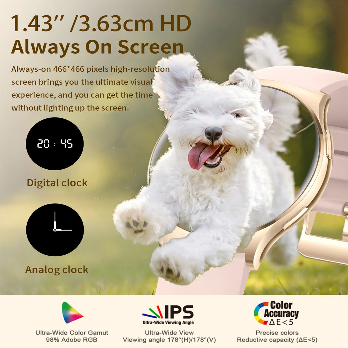 Smart Watches(Answer/Make Calls),1.43" Large Screen Fitness Tracker For iPhone/Android,Pedometer/Message Alerts,Gift for Family