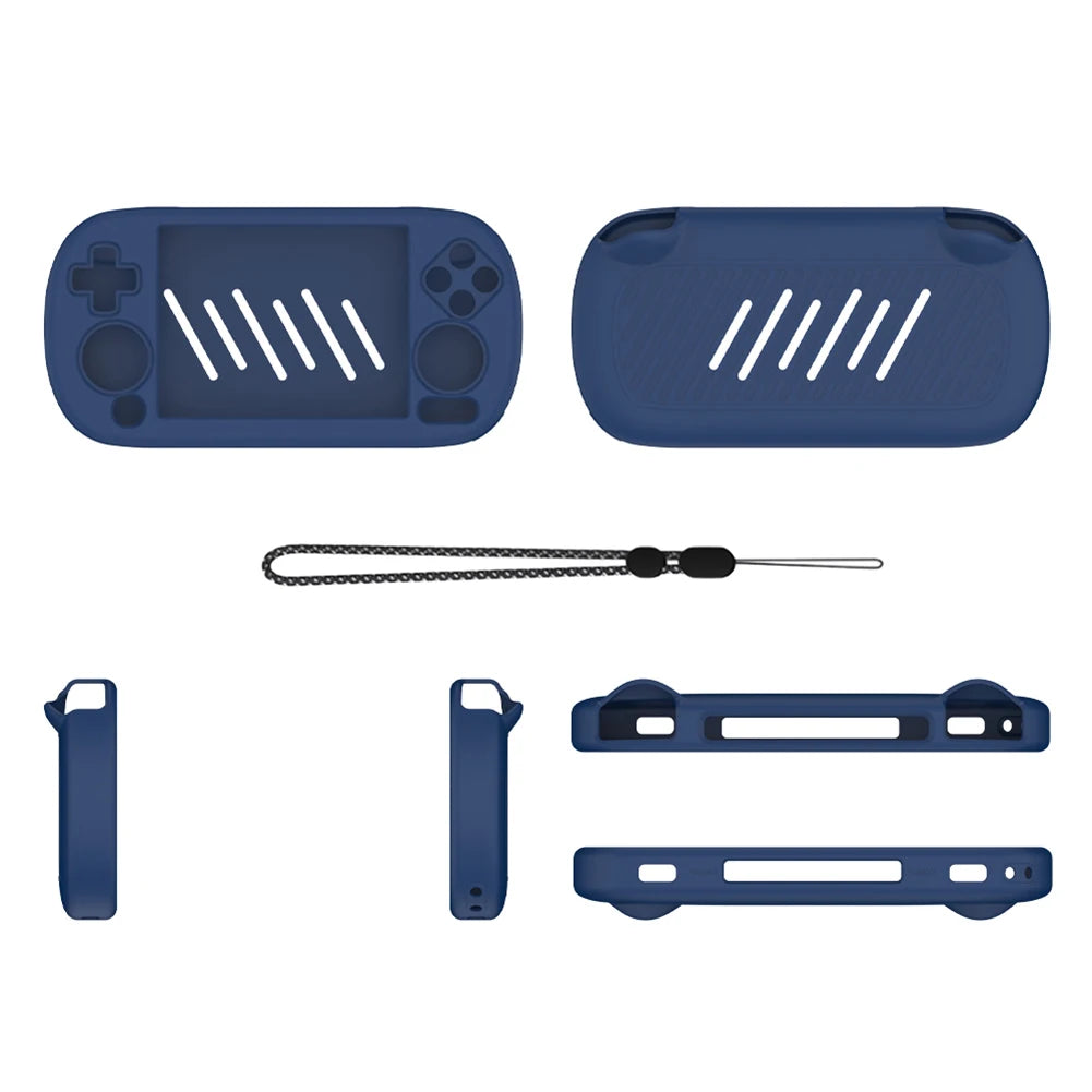 Silicone Case Protective Cover HD Tempered Glass Screen Protector for ANBERNIC RG40XX H Soft Skin Cover Case with Lanyard