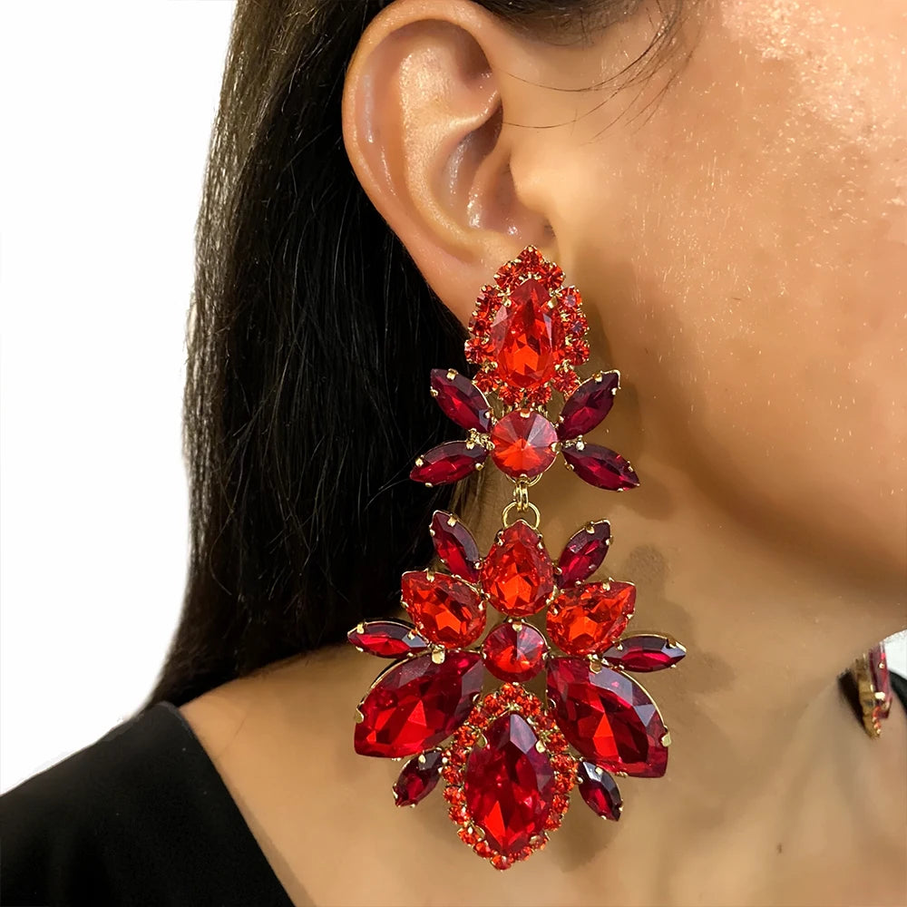 StoneFans leaf rhinestone necklace set for women featuring crystal luxury bling and sparkling leaf design from Hot Trend Vault.