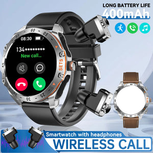 LaNikar New Smart Watches for Men with Earbuds Inside with 100+ Sport Modes and Sport Records Waterproof with iPhone and Android
