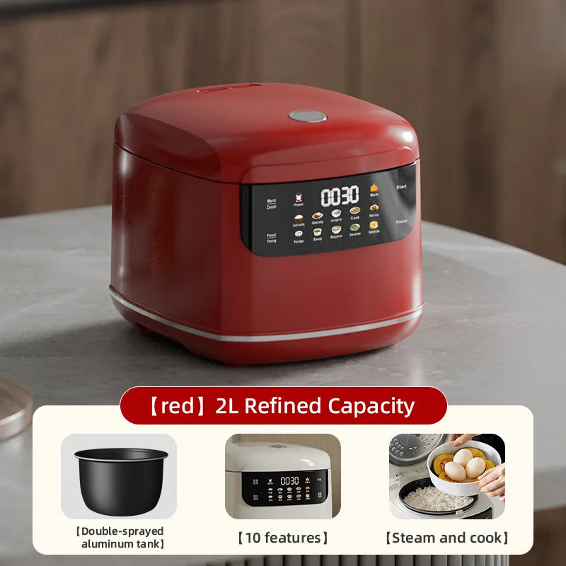 Smart Rice Cooker Compact 2-Liter Capacity Ideal for 1-2People 400W Mini Rice Cooker With Timer Function Perfect for Home or Car