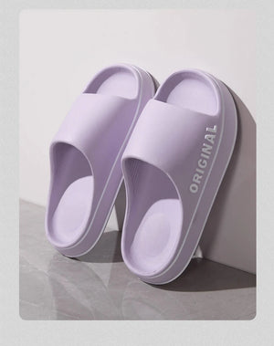 Women's letter slip-on beach slides with thick soles and anti-slip design, casual indoor and outdoor sandals by Hot Trend Vault.