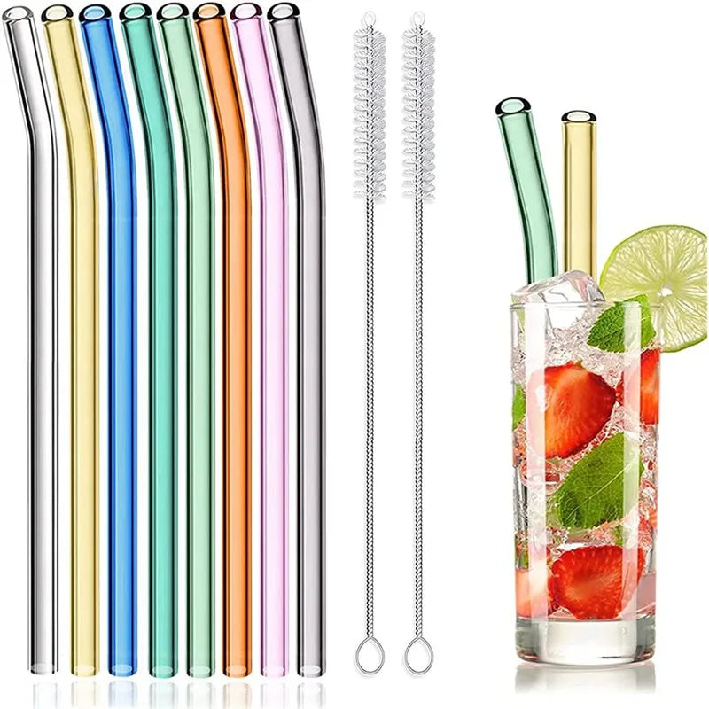 Hot Trend Vault Fanying reusable glass straws with cleaning brush, eco-friendly drinking accessories for sustainable shoppers.