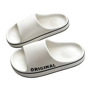 Hot Trend Vault women letter slippers with anti-slip thick soles, beach slides, and indoor casual sandal design.