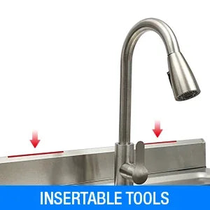 304 Stainless Steel Sink Commercial Restaurant Kitchen Sink with Drawable Hot & Cold Water Faucet