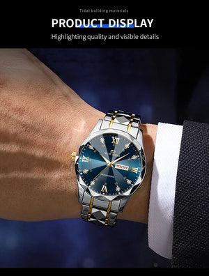 Hot Trend Vault Va Va Voom men's diamond luxury watch, 41mm night glow dial, double calendar, quartz movement, business accessory.
